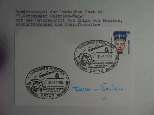 Erich von Däniken Prä-Astronautiker Buchautor Original signiertes Autogramm 1995