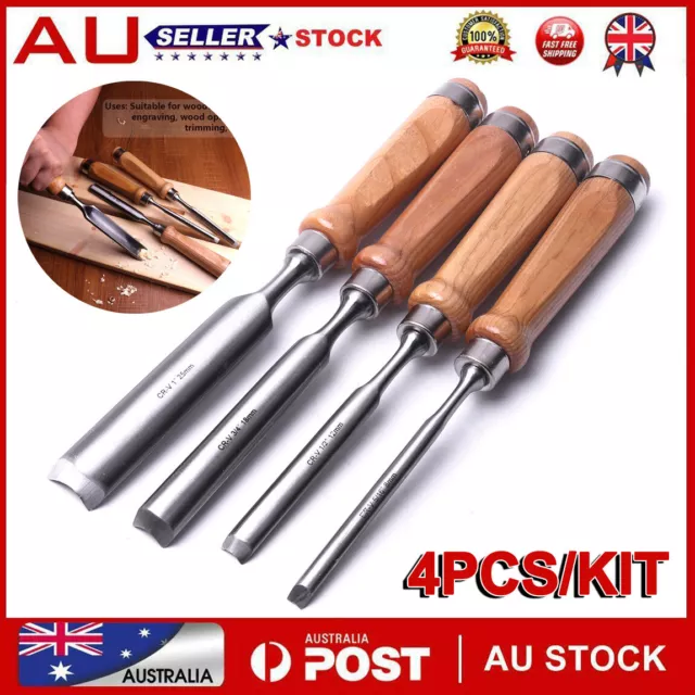 4Pcs Semicircular Wood Carving Chisel Arc Gouges Turning Lathe Hand Woodworking