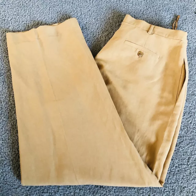 Jones New York Women’s Dress Pants Sz 14 Silk Linen Beige Straight Leg High Rise