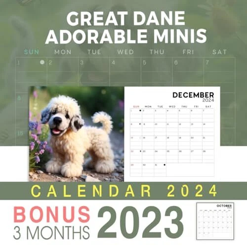 GREAT DANE ADORABLE Minis Calendar 2024 Jan 2024 to Dec 2024 Bonus 3 Months l... EUR 17,09