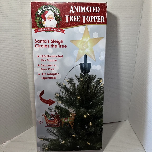 MR. CHRISTMAS ANIMATED Tree Topper Santa's Sleigh Circles the Tree