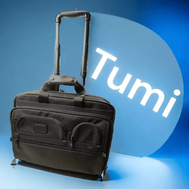 Tumi Alpha2 Deluxe 026127 DH Wheeled  Black Briefcase Carryon Luggage Expandable