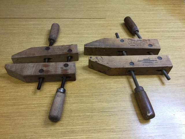 2 Jorgensen 8” & 10” Adjustable Hand Screw Wood Clamps Made in USA