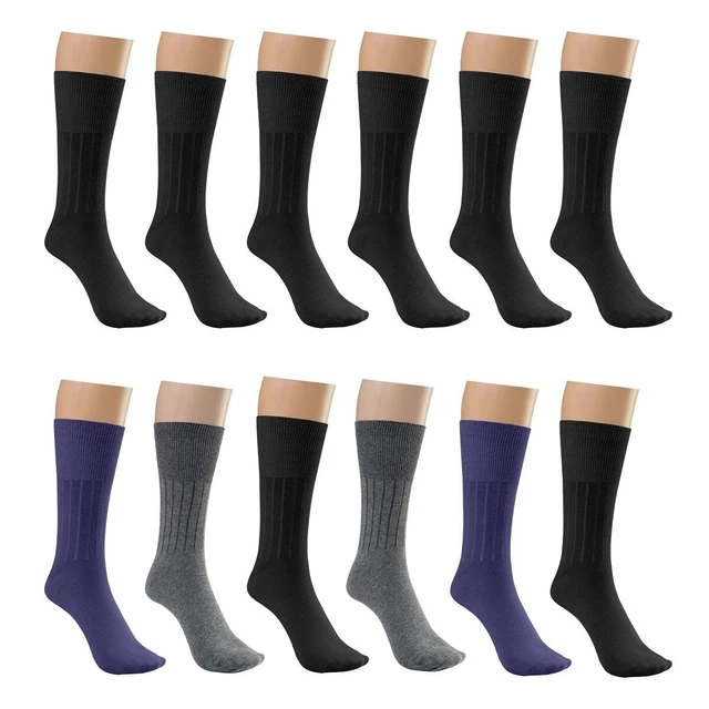 6-Pairs Physician Approved Diabetic Circulatory Crew Dress Socks, Knee High Men