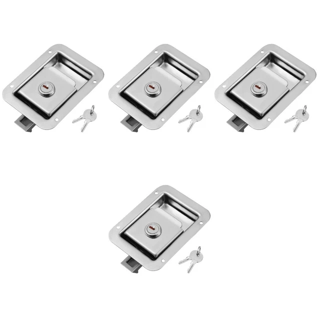 Set of 4 Cargo Trailer Door Handle Stainless Steel Special Vehicle Square Lock