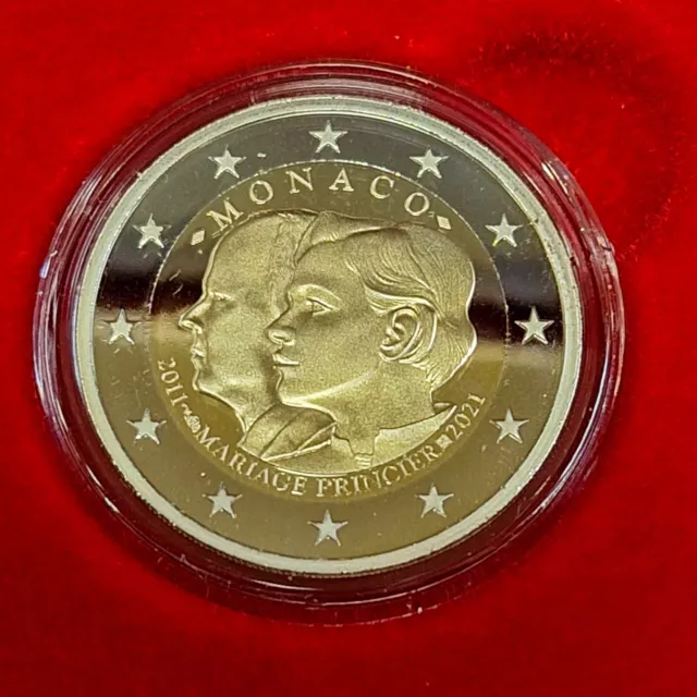 Monaco 2 Euros 2011 2021 Mariage Princier Commemorative 15000 Exemplaires...