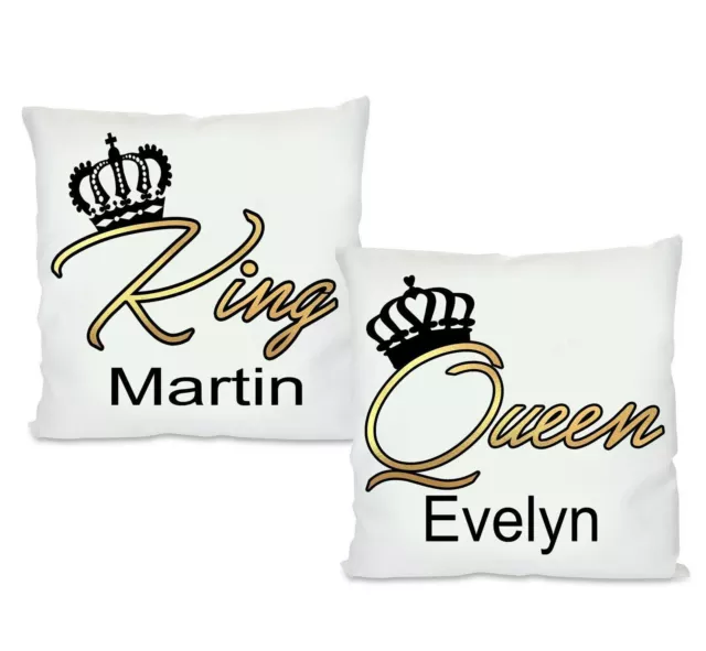 Geschenk Partnerkissen mit Namen King & Queen Personalisiertes Kissen,Dekokissen