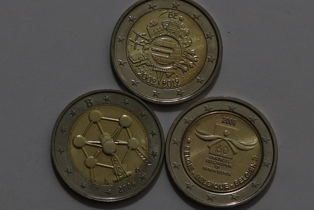 🧭 🇧🇪 Belgium - 2 Euro - 3 Commemorative Coins B58 #116
