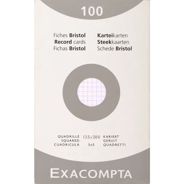 Exacompta 12x Karteikarten 125x200mm kariert Faltschachtel 100 Stück Weiß 13203E