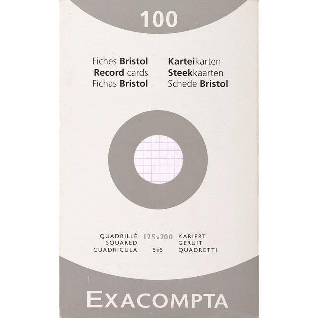 Exacompta 12x Karteikarten 125x200mm kariert Faltschachtel 100 Stück Weiß 13203E