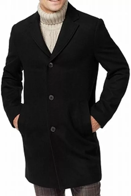 NWT Tommy Hilfiger Mens Wool Melton Unfilled Top Coat Size XL Black $375 i308