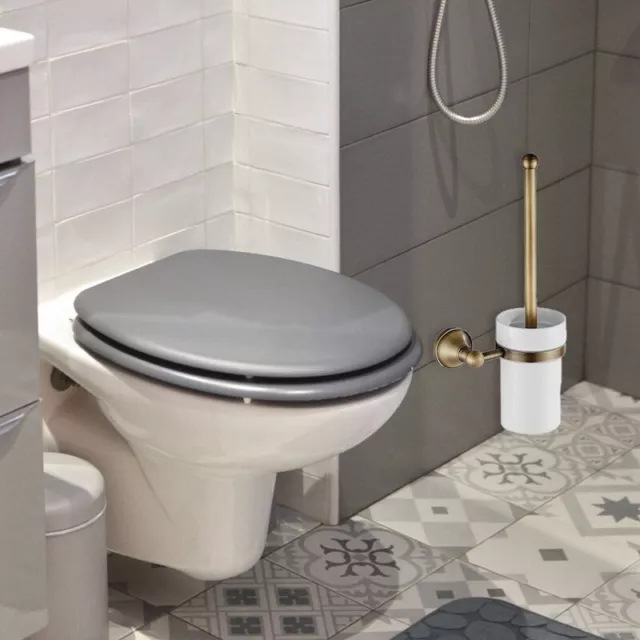 Antikes Messing Badezimmer WC-Buersten Set Halter Buerste mit keramischer S6895 3