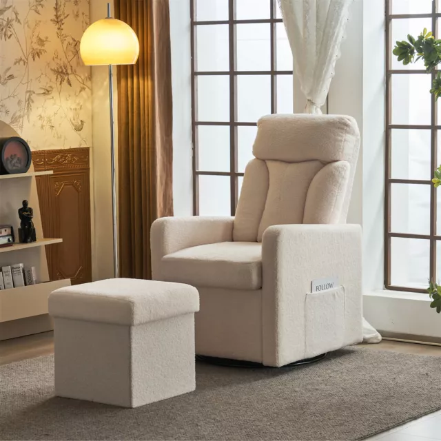 Relaxsessel mit Hocker Fernsehsessel Stuhl 360° drehbar Metallgestell ZH