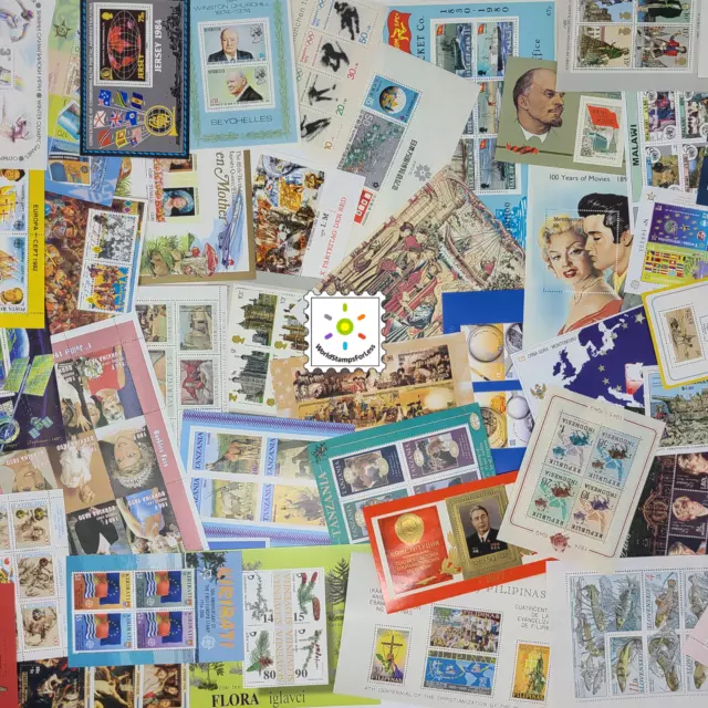 Worldwide Stamp Collection MNH - Each Lot: 35 S. Sheets from 35 Countries & Gift