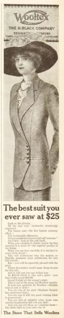 1912 H Black Company Cleveland Ohio Wooltex Women's Suit Vintage Clothing Hat Ad