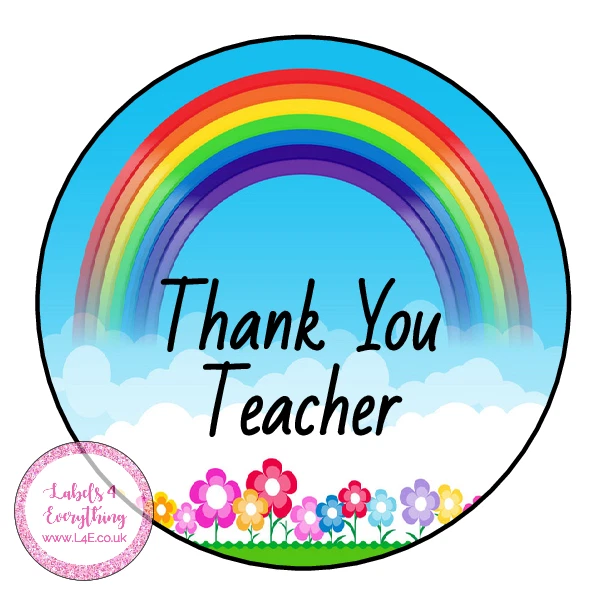 THANK YOU TEACHER Rainbow Sweet Cone Sticker Gift Class End Of Year ...