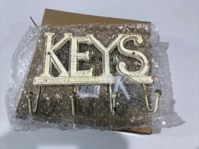 “Keys” – Wall Mounted Western Key Holder | 4 Key Hooks | Decorative Cast Iron