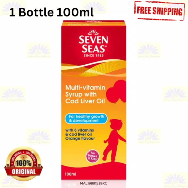 1 X Seven Seas Multivitamin Syrup 100ml Cod Liver Oil Orange Flavour For Kids