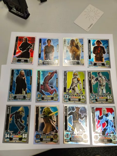 Star Wars Sammelkarten Force Attax 12 Stk Gebraucht