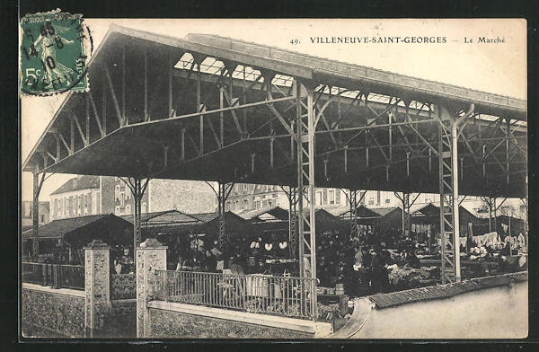 CPA Villeneuve-Saint-Georges, Le Marché, Markt 1910
