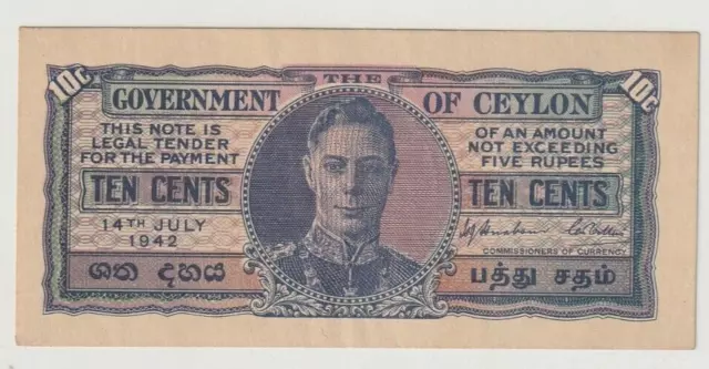 1942  Ceylon 10 Cents King George VI