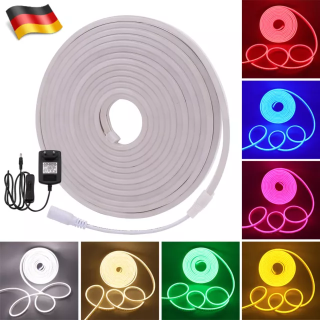 Neon LED Strip Streifen 12V 2835 Flex Lichtschlauch Lichtband Außen mit Netzteil