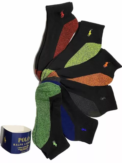 Polo Ralph Lauren Classic Sport 6-Pair Men's Quarter Cut Socks Assorted 5557