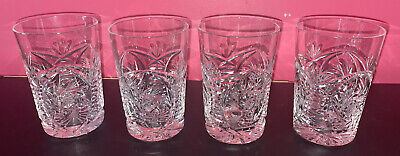 Vintage (4) 8 Point Star Pinwheel Bohemian Lead Crystal Juice/Drink Glasses