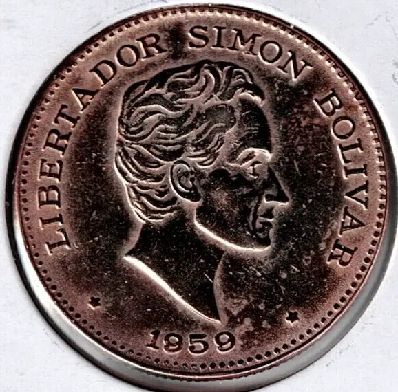 1959 Colombia Circulated 50 Centavos Head of Simon Bolivar Coin