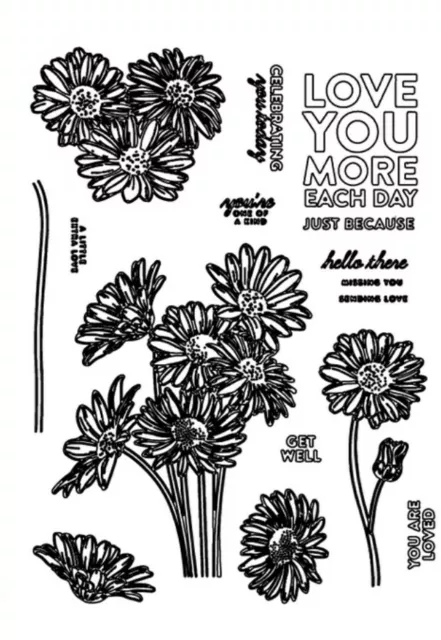 Sunflower/Gerbera Clear Stamps, Transparent Flowers Stamp Set, Stamping Pack