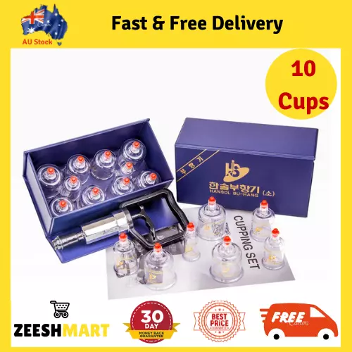 10 Cups Professional Therapy Cupping Set Pumping Handle Hansol Medical Equipment