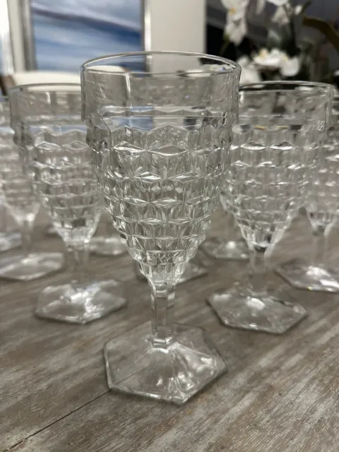 Vintage Set of 12 Fostoria American 7" Hex Footed Water Goblets Stemware Glass
