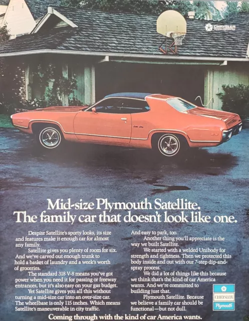 1972 Chrysler Plymouth Satellite Automobile House Cedar Shingles Print Ad