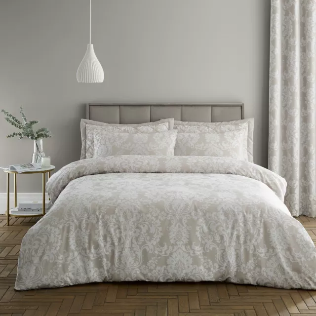 Empire Damask Jacquard Duvet Cover Luxury Cotton Quilt Bedding Set Double Beige