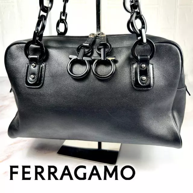 SALVATORE FERRAGAMO D21 4826 Gancini tote bag black $203.55 - PicClick