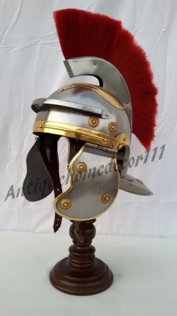 Casque d'officier de centurion romain d'Halloween, armure à plumes rouges,...