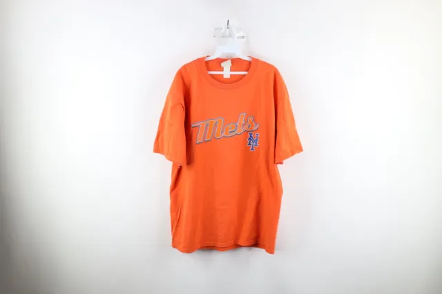 Vintage Y2K 2002 Mens XL Distressed Spell Out New York Mets Baseball T-Shirt