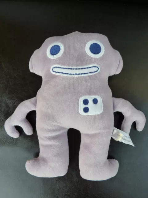 X. DOUDOU PELUCHE GRELOT BOUT'CHOU ROBOT BONHOMME MAUVE gris 22 CMS  TTBE