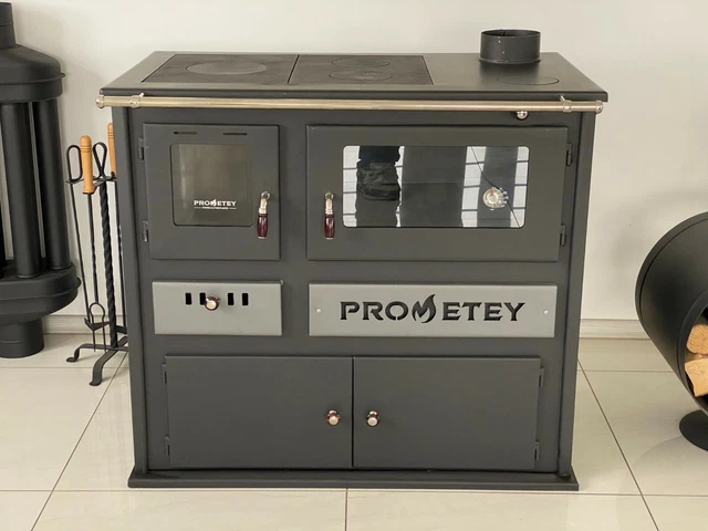 Cuisinière à Bois Verso CS PLUS Bourgogne – 7.7kW, Four, Acier, Classe A+, Neuve