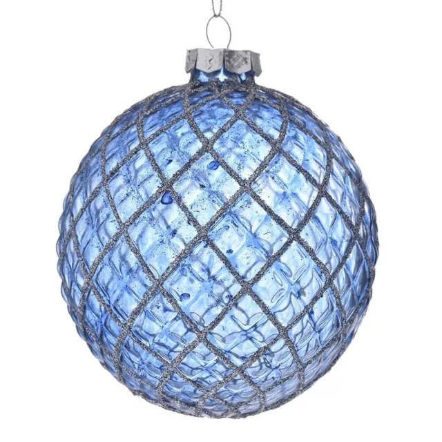 Set 4 Palline In Vetro Di Natale, Addobbi Natalizi Blu Per Albero Di Natale