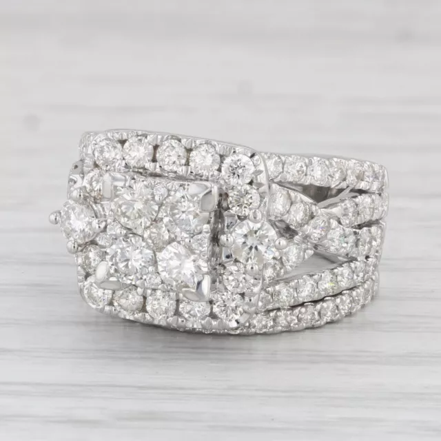 2.52ctw Diamond Halo Engagement Ring Wedding Band Bridal Set 10k White Gold Sz 6
