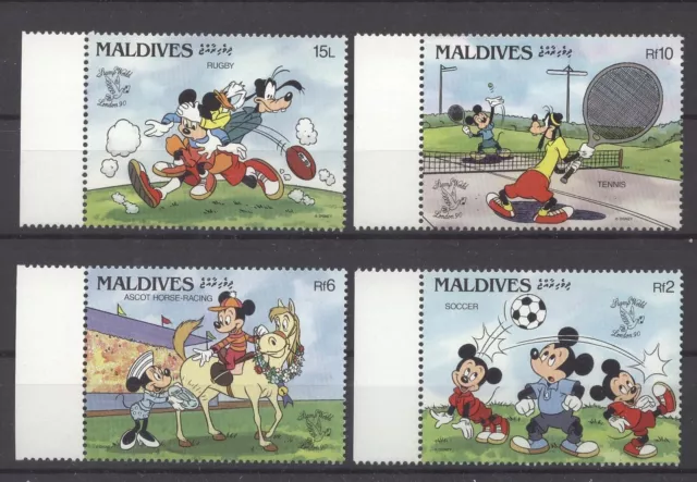 Walt Disney, Sport, London - Malediven - 4 Werte ** MNH 1990 Teilsatz