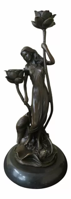 LF46870EC: SIGNATURE STATUARY Bronze Nymphs Candlestick Sculpture CH-068 ~ NEW