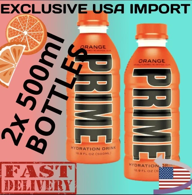 PRIME HYDRATION DRINK ORANGE Flavour 2x500ml Bottles NEW Logan Paul KSI