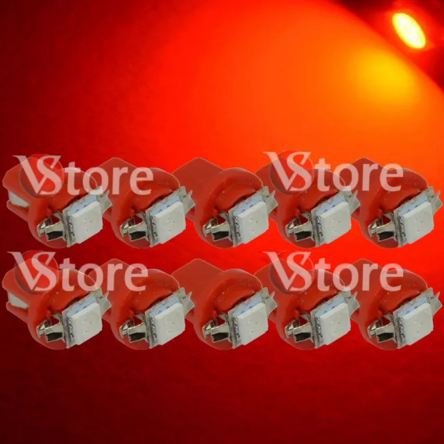 10 LED T5 Lampade B8.5D Per Cruscotto Quadro Strumenti SMD ROSSO Luci 12V