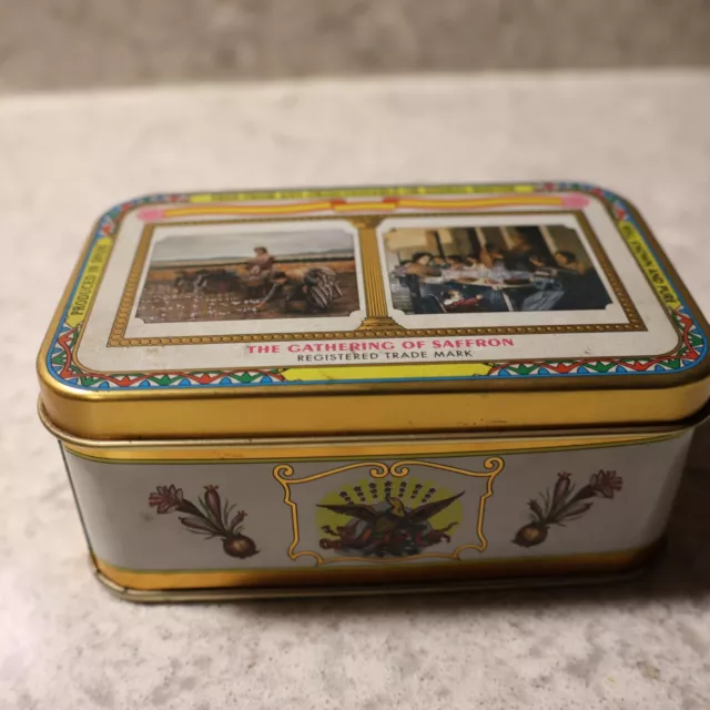 Vintage The Gathering Of Saffron Spain Ad Litho Tin Box