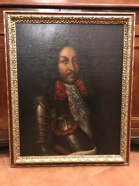 Dipinto ad Olio su Tela raffigurante Nobiluomo in Armatura - Conservato