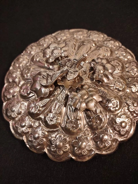 Vintage Egyptian 800 Sterling silver repousse bird mirror