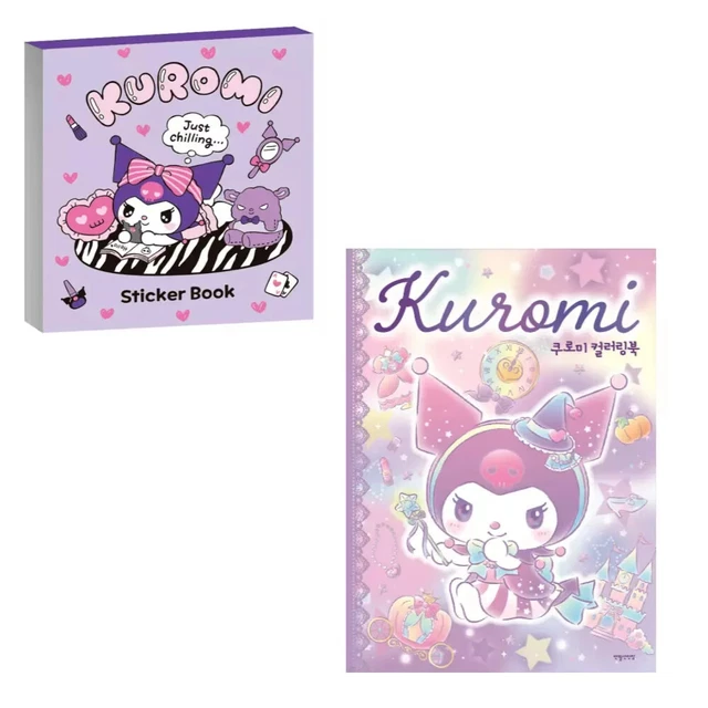 KUROMI COLORING BOOK 32 Pages Mini Sticker Book 24 Pages 1 + 1 Kpop Fun ...