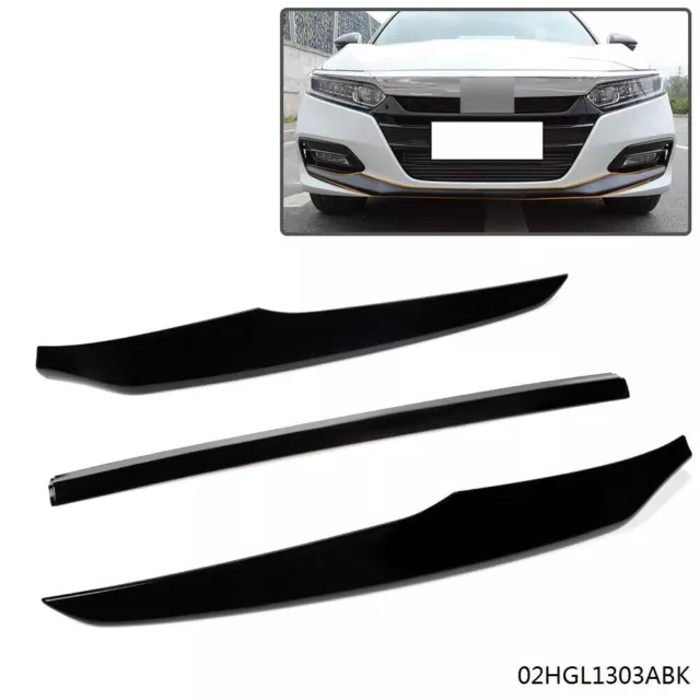 Gloss Black Front Bumper Lip Cover Molding Trims for Honda Accord 2018 2019 2020